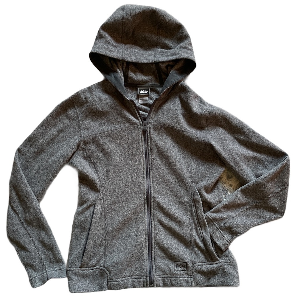 REI Women's Gray Fleece Zip Up hooded Jacket Size XS